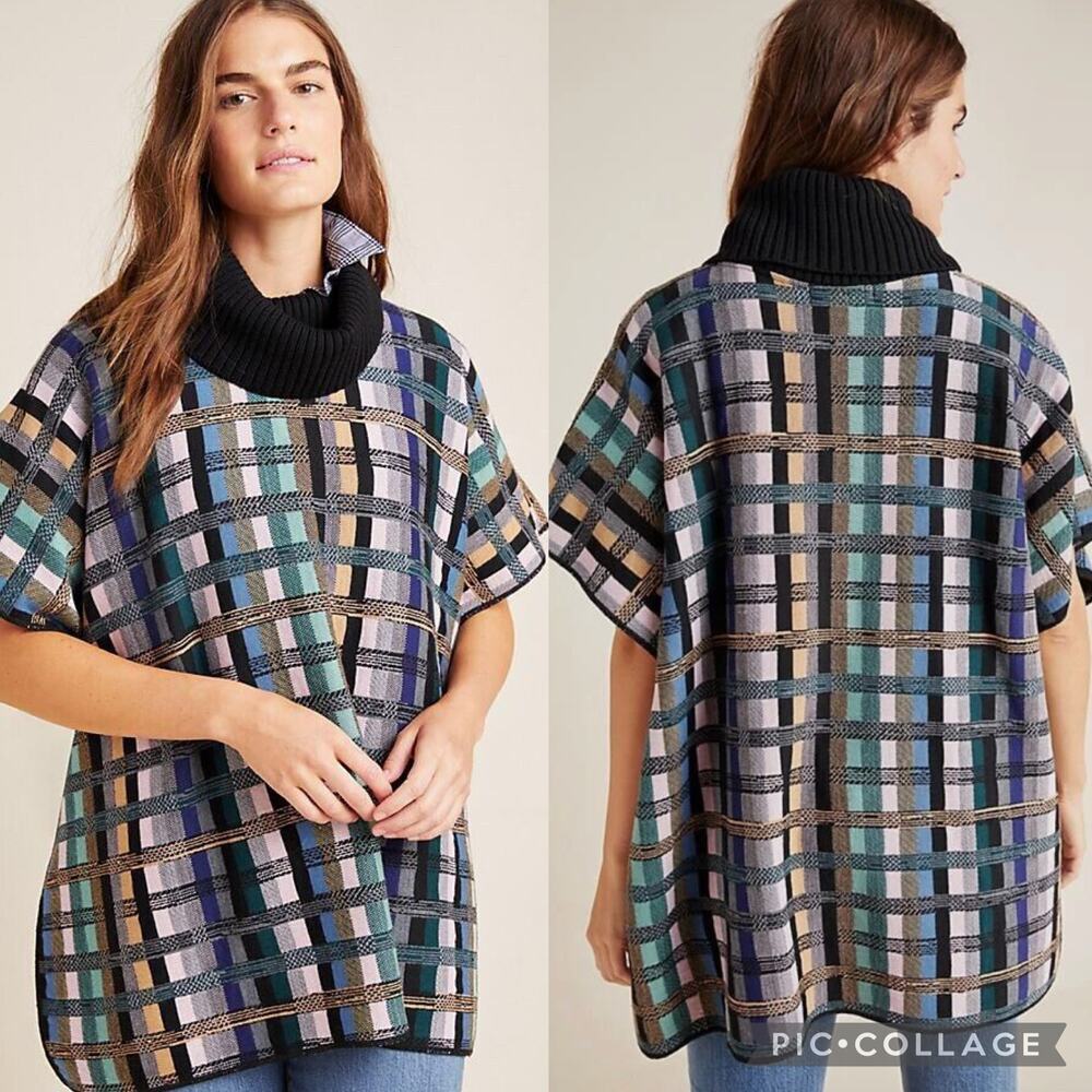 Anthropologie Aldo Martins Multi Colored Knit Wool Poncho M/L